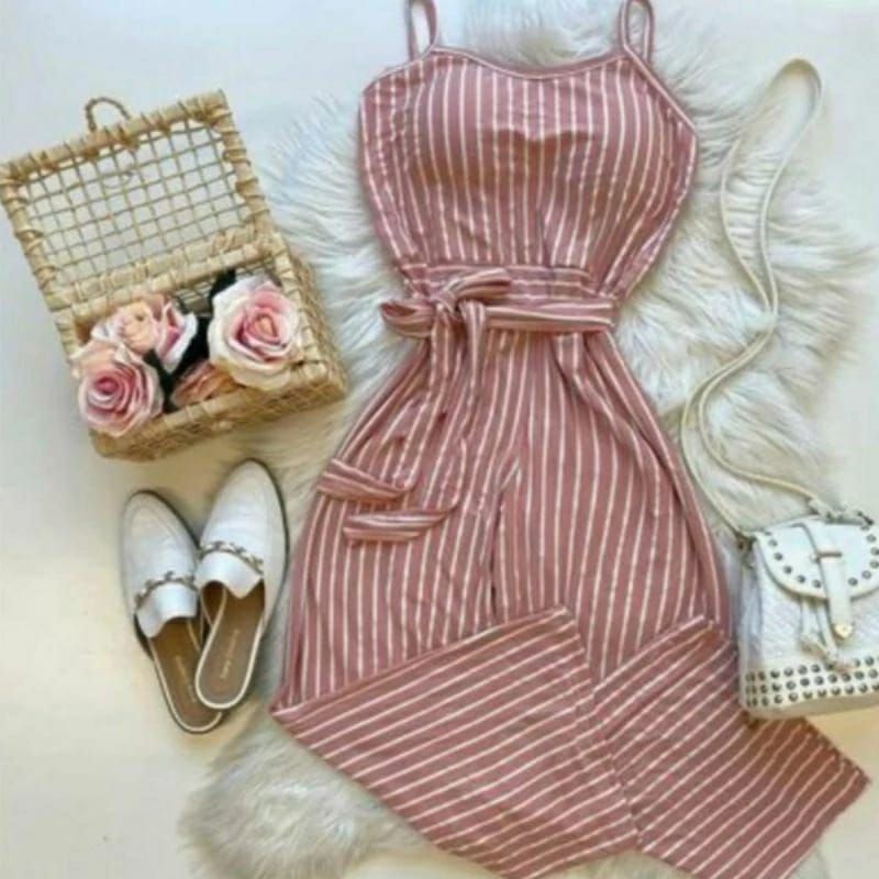 Macacão Longo Feminino Pantacourt Com Linho Macacao Casual Elegante Listras ou Lisa com Bojo Macaquinho Amarrar Na Cintura Macacão Viscolycra Macacões Listrada Sem Manga De Verão Roupa Feminino De Inverno