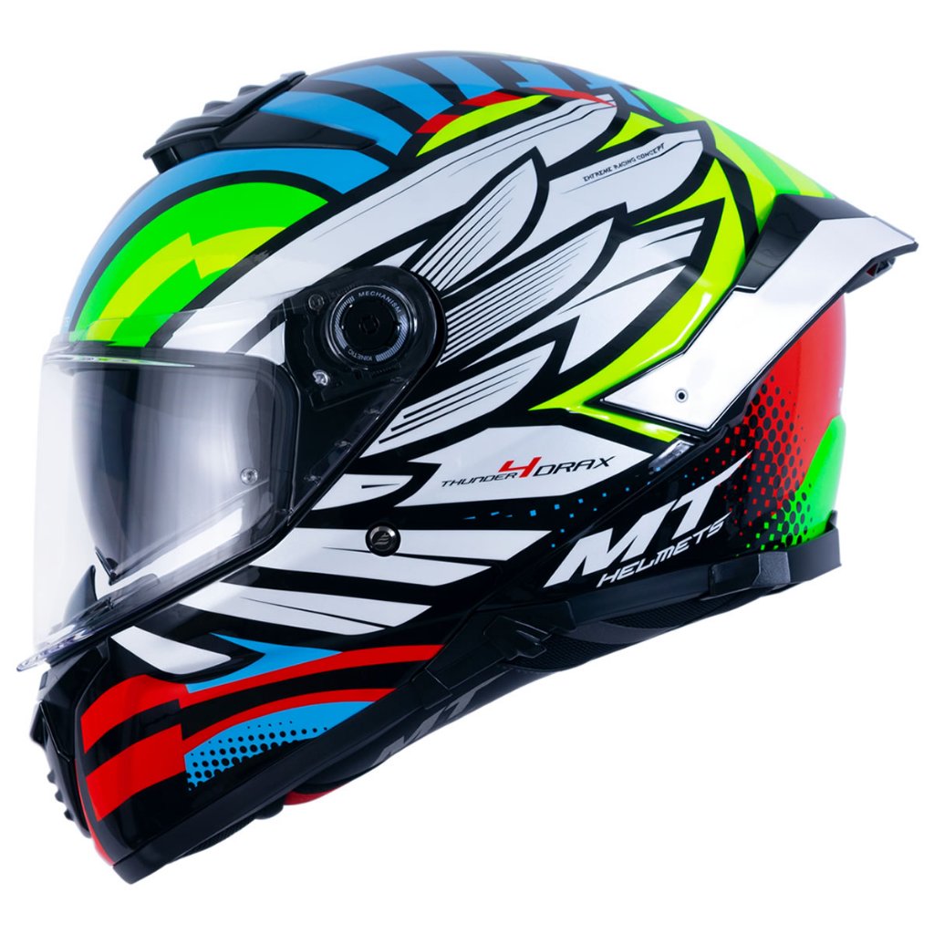 Capacete moto fechado com óculos interno MT Thunder 4 SV Drax B7 Azul Brilho