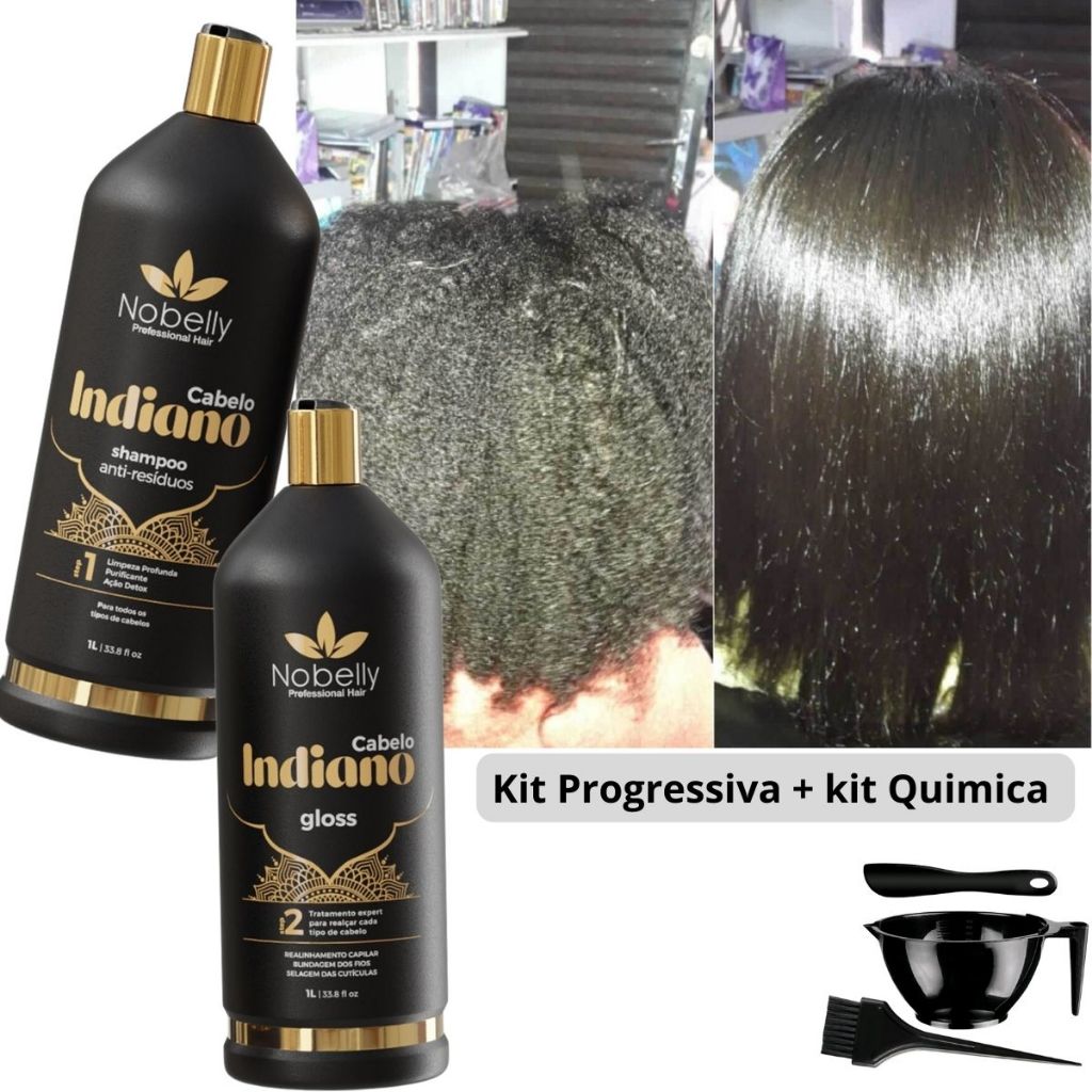 Progressiva Organica  Sem Formol 1 Litro Kit Shampoo  e Gloss Redutor de Volume Nobelly kit Cumbuca