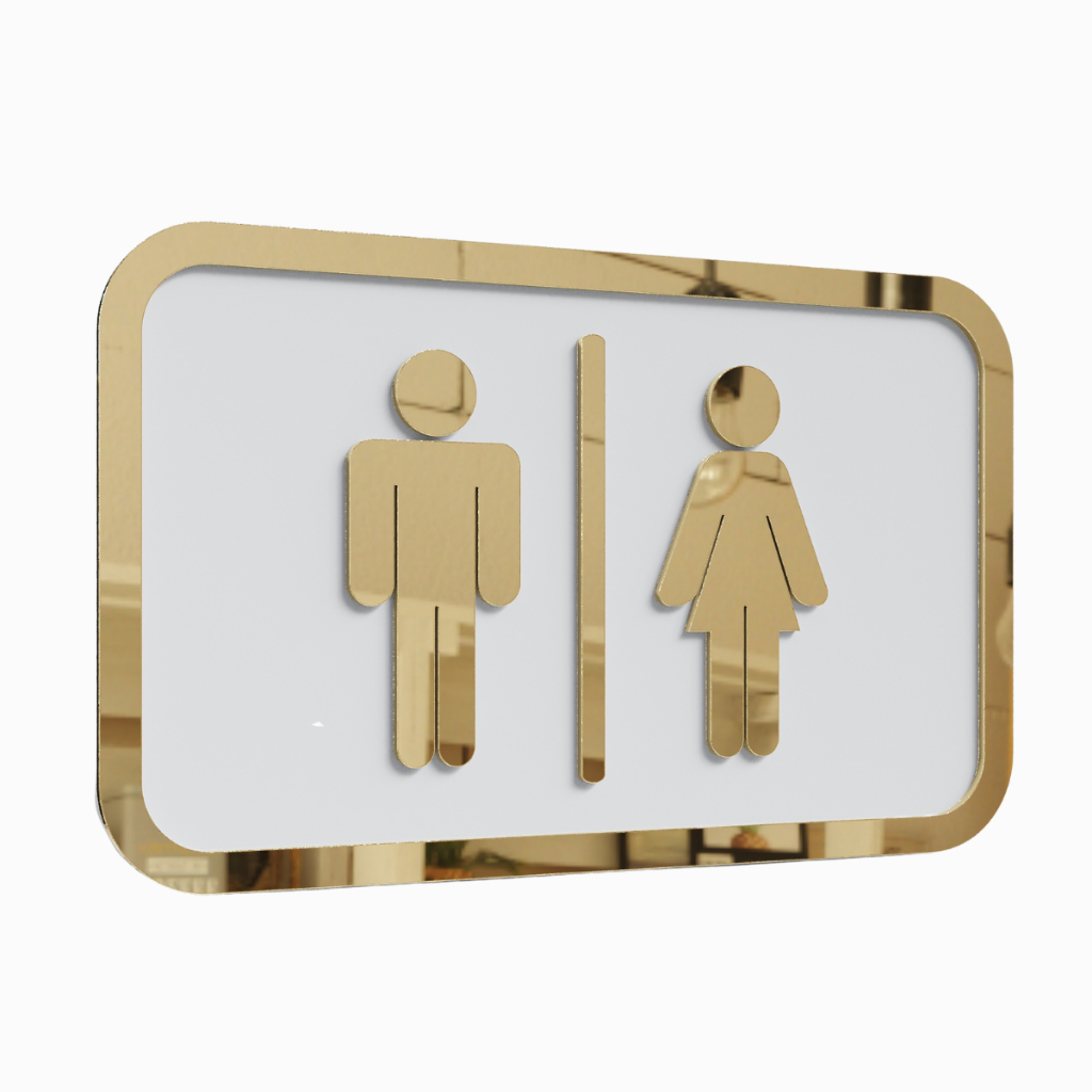 Placa De Porta Banheiro unissex MDF e Acrílico 19x12