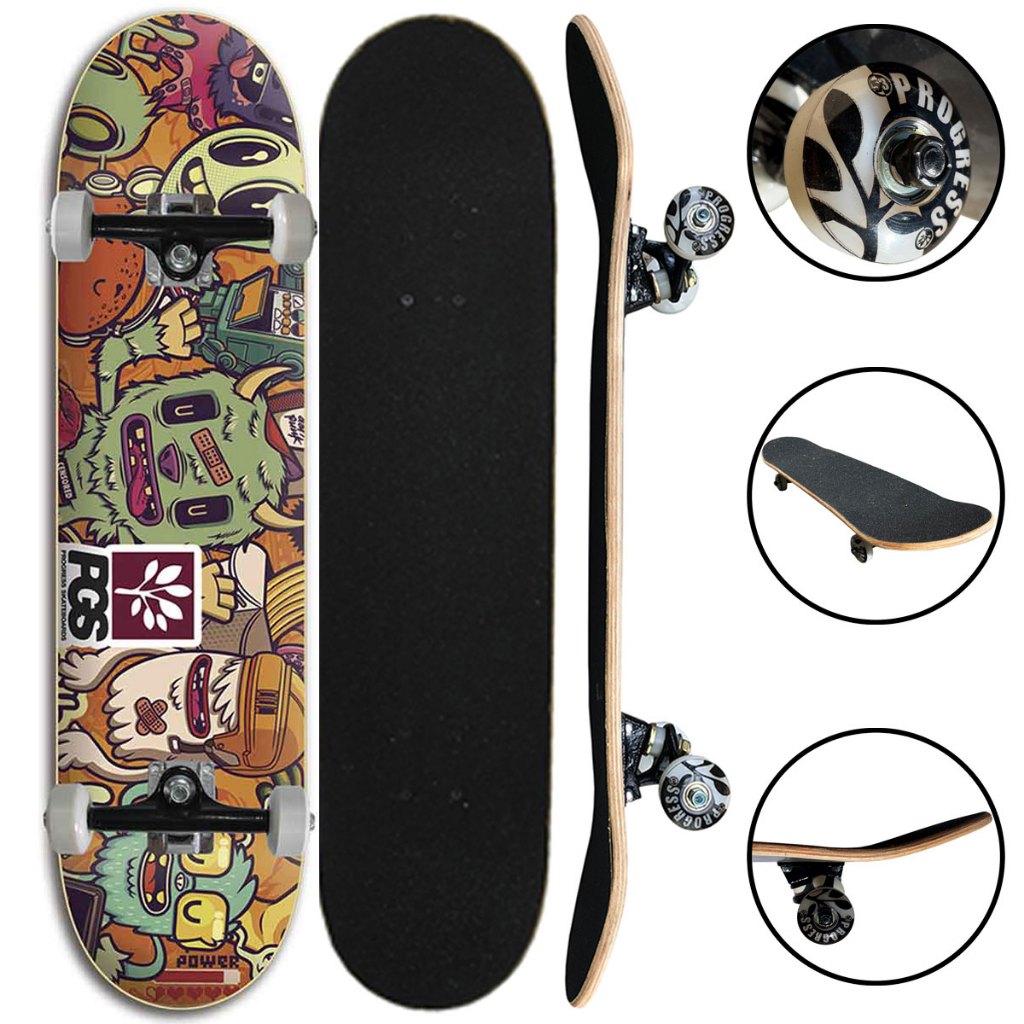 Skate Iniciante Completo Progress - PGS Monster Colors