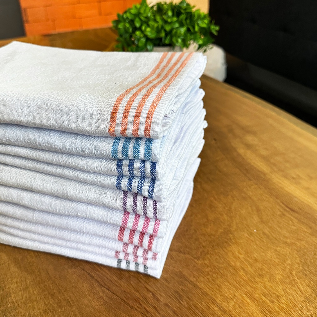 Kit com 5 Peças de Pano de Prato Listrado Luxo