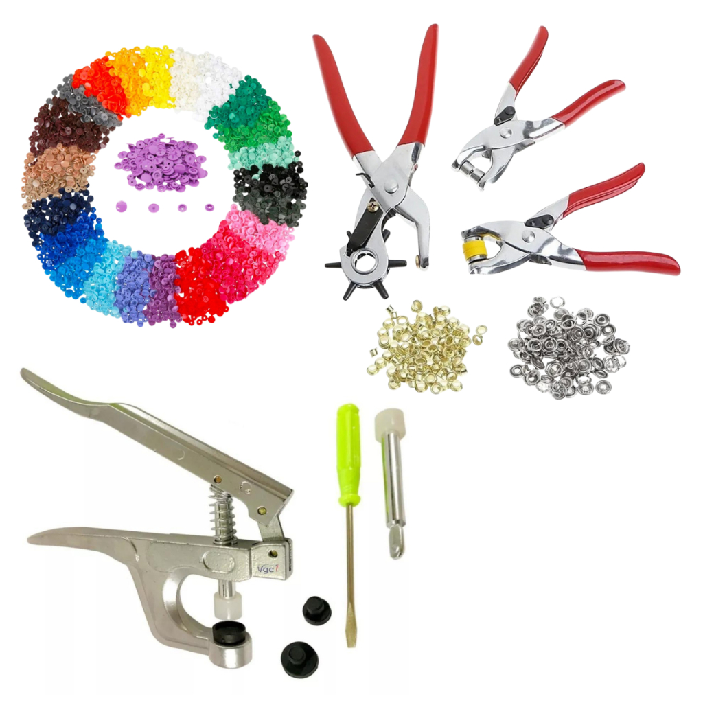 Kit 4 Alicates Vazador 6 Medidas Vazador Furador aplicador de ilhós Botão Metal Alicate Botões Rita