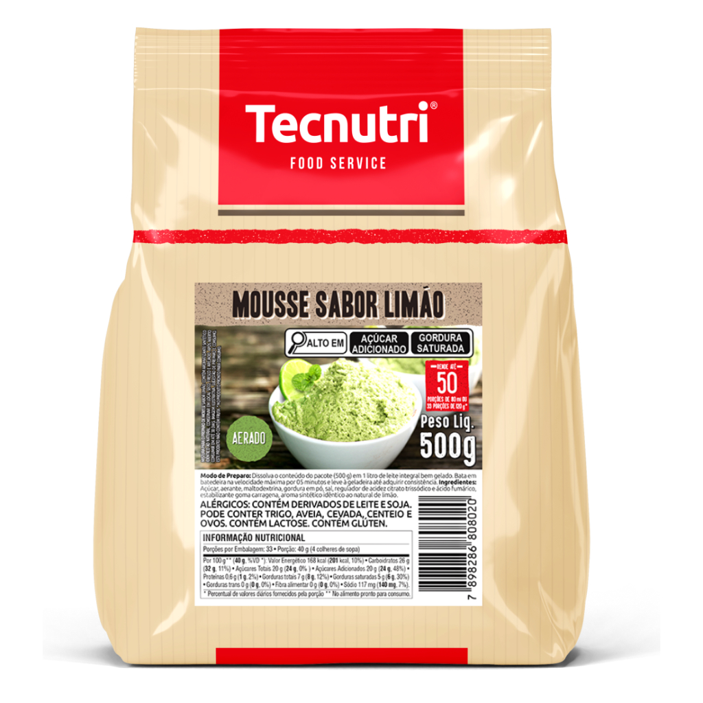 Mousse sabor Limão Tecnutri 1 pacote de 500g em Oferta na Shopee