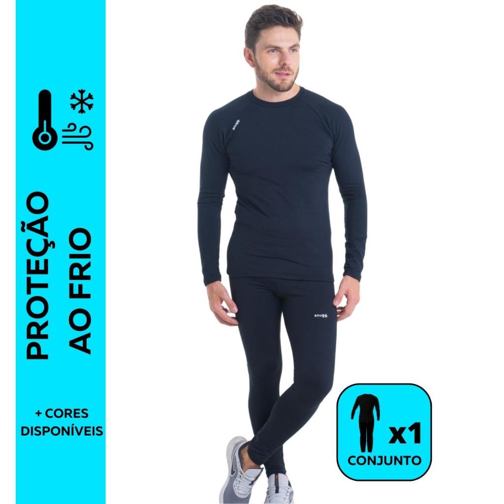 Conjunto Térmico Segunda Pele Snugg Camiseta e Calça Flanelada Peluciada Frio Intenso Neve Vento