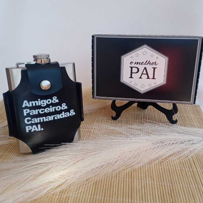 Cantil Inox Whiskeira Portátil Bar + Capa luxo personalizada (Dia dos Pais)