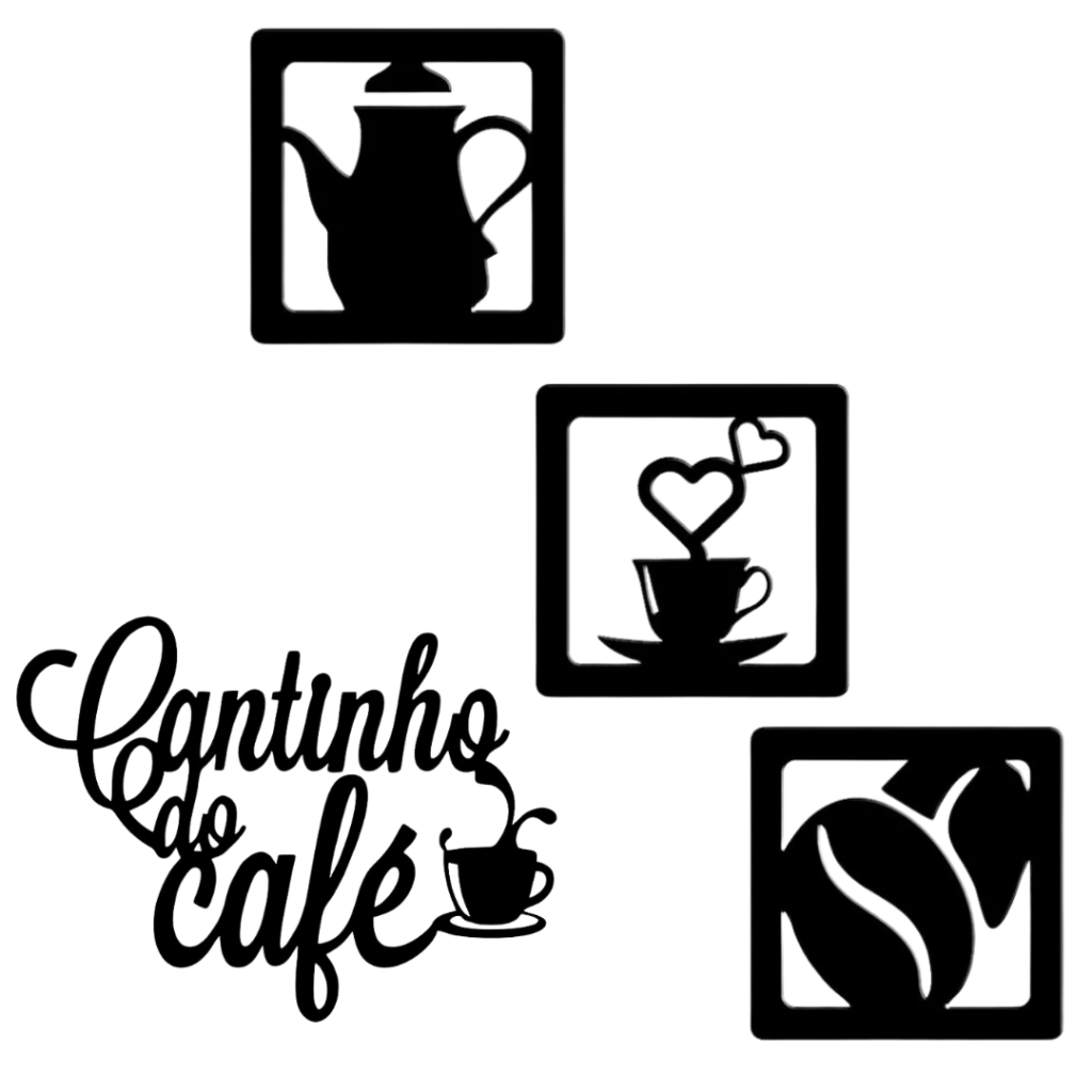 Kit 4 peças Quadros Cantinho do Cafe Preto Mdf para Decoração Cozinha Escritório Mdf Decorativo em Oferta na Shopee