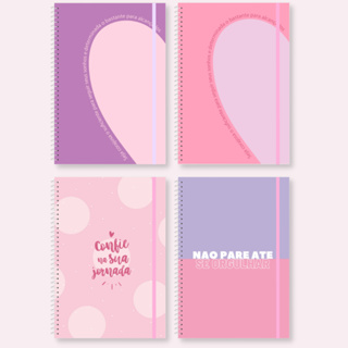 Caderno A5 Pastel Strength Capa Dura Espiral 80Folhas com Elástico - Erudittas - Feminino Rosa em Oferta na Shopee