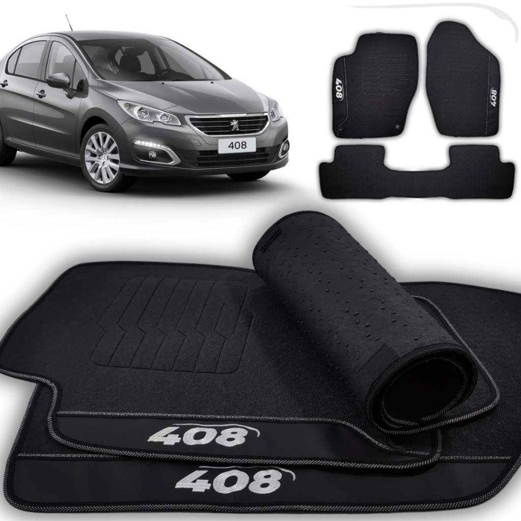 Tapete de Carro Para Peugeot Personalizado 408 2010 a 2012 2019 3 PEÇAS - Exclusivo Linha Premium