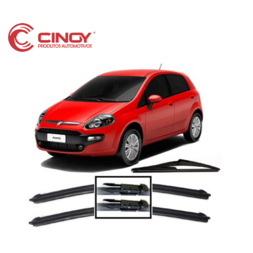 Kit 3 Palhetas Limpador De Parabrisa Dianteiro + traseiro Fiat Punto 2008 2009 2010 2011 2012 2013 2014 2015 2016 2017