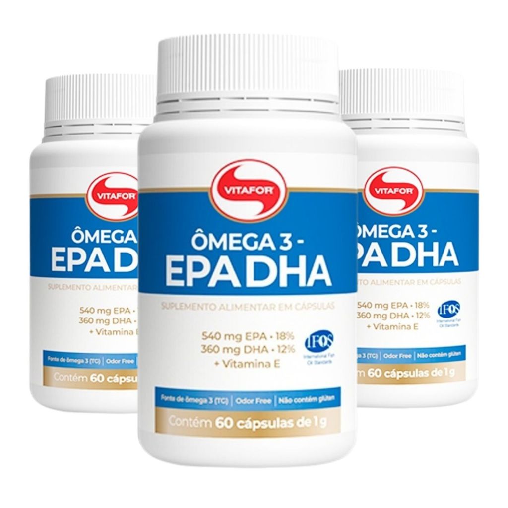 Kit 3 Omega 3 DHA Vitafor Sua jornada para uma vida com mais qualidade