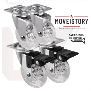4x Rodízio Giratório Gel Rodinha Móveis 50mm 02 Trava 02 Sem em Oferta na Shopee