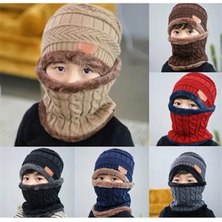 Kit De Touca Infantil Forrada Lã + Cachecol Veludo Inverno 3 ao 14 Anos