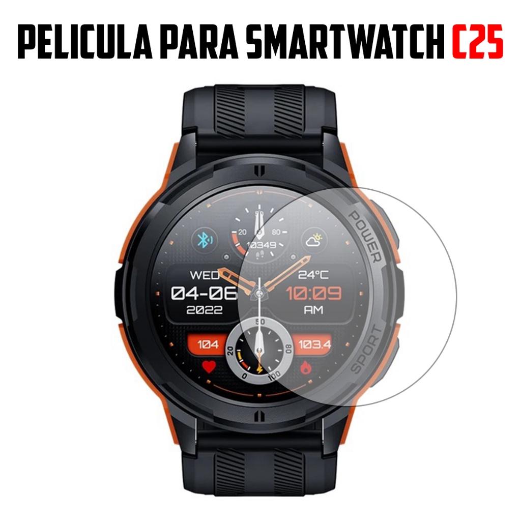 Película para Smartwatch C25 de vidro temperado Proteção de Tela Resistente
