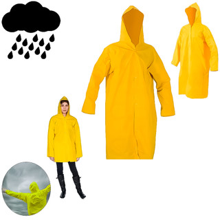 Capa De Chuva Jaqueta Impermeável Amarelo Com Capuz PVC  Tamanho Vários Tamanhos em Oferta na Shopee