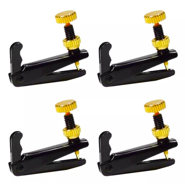 Micro Afinador P/ Violino 3/4 E 4/4 Fixo Dourado Kit 4 Pçs