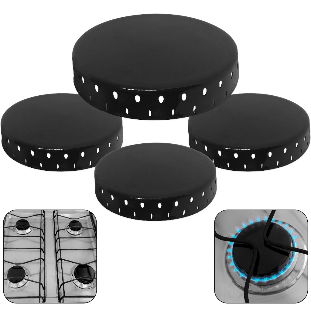 4 Espalhadores Tampinhas para Boca de Fogão Dako, Continental  e Consul 3 Pequenas 6cm  / 1 Grande 7,3cm