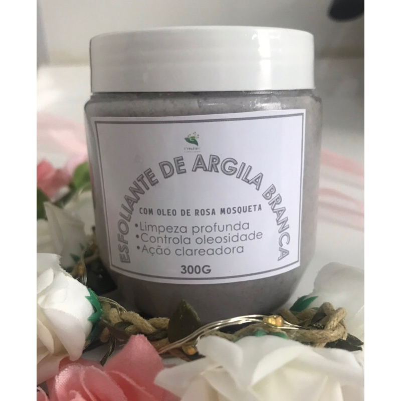 Esfoliante scrub artesanal clareador de argila branca e dolomita