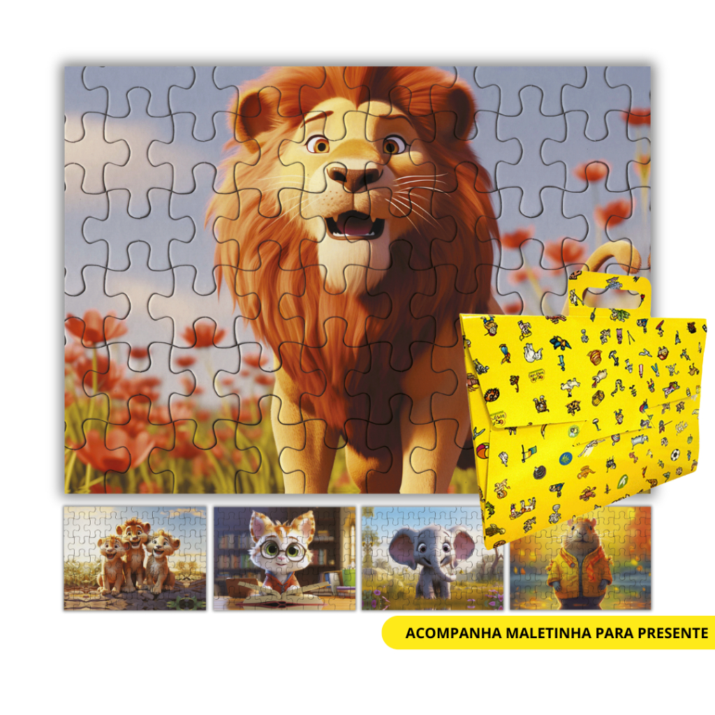 Kit 5 Quebra Cabeças - 60 Peças Cada - Mundo Animal Vol 5 - Brinquedo Infantil Educativo em Oferta na Shopee