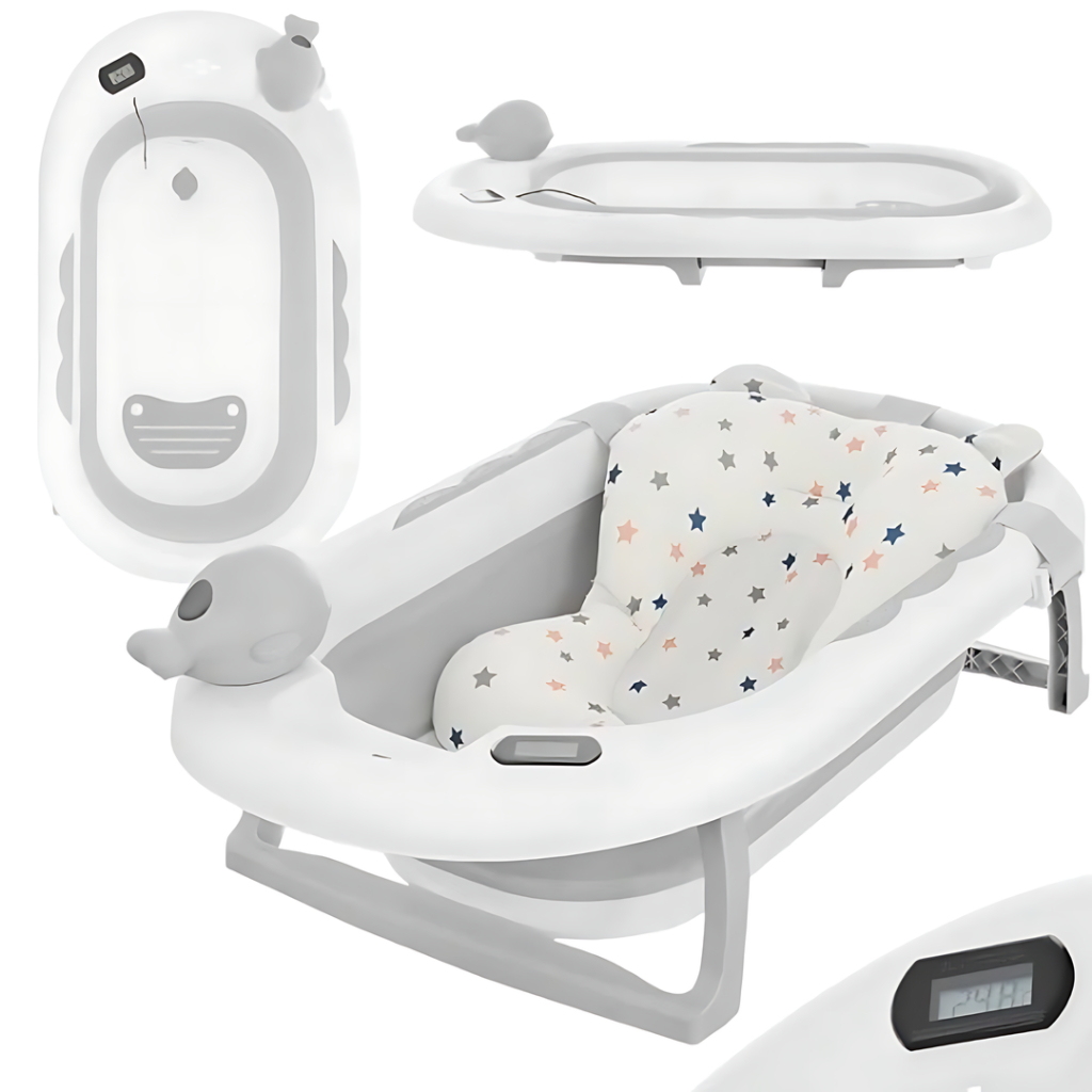 Banheira De Bebê Retrátil Termômetro E Suporte Para Sabonete