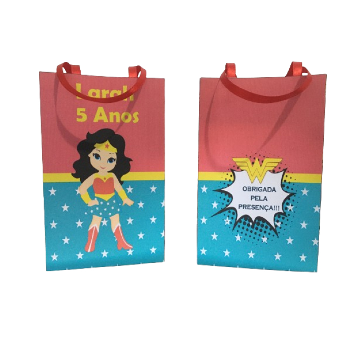 Sacolinha personalizada Mulher maraviha 15 unidades