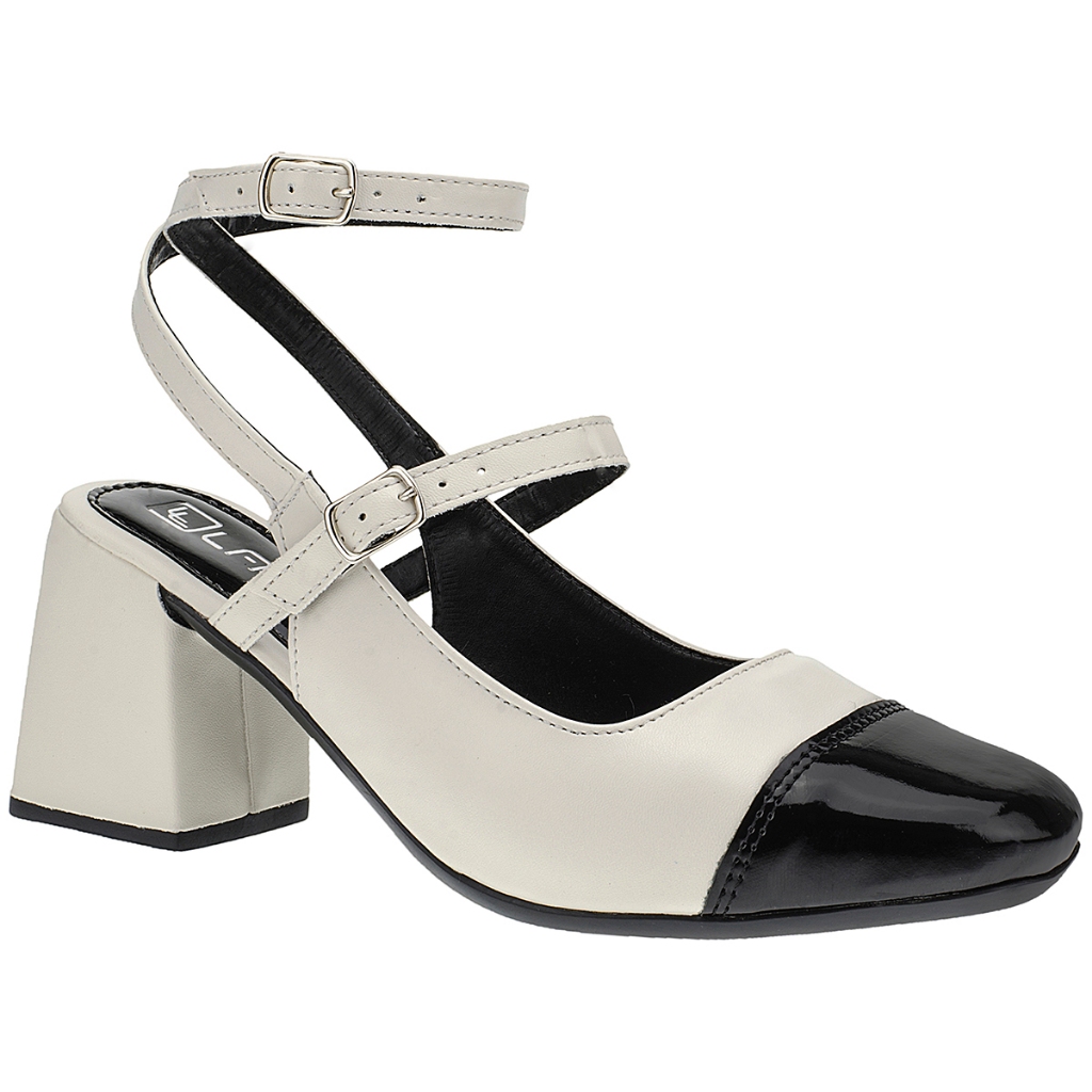 Sapato Feminino Boneca Mule Salto Bloco Grosso Bico Quadrado Slingback Scarpin - Women Shoes