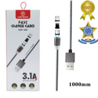 Cabo Carregador Magnético 3 Em 1 Para IPhone Android Tipo C em Oferta na Shopee