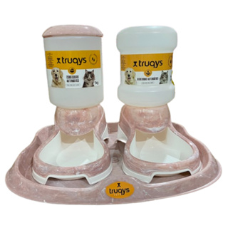 Kit Bebedouro Automatico 2L + Comedouro 1KG + Bandeja + Boia Para Pelos Longos  - Truqys Pet em Oferta na Shopee