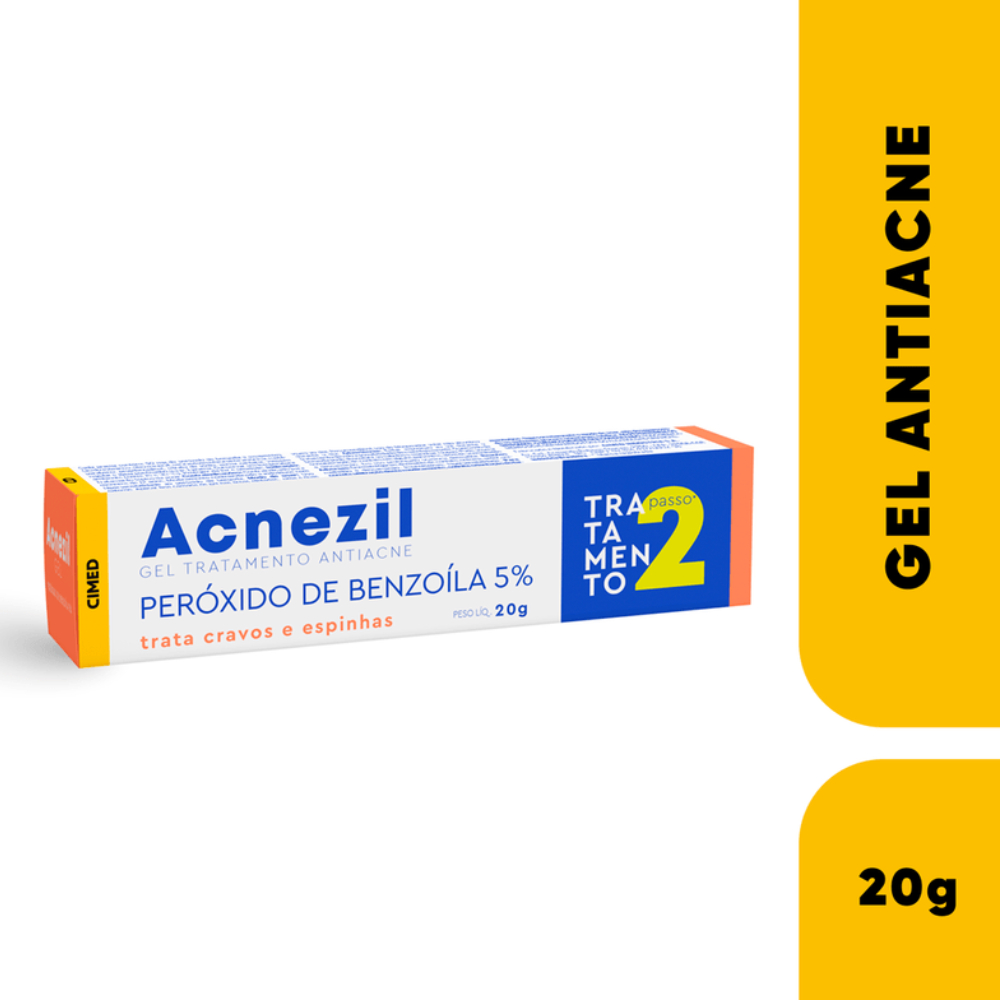 Acnezil Gel Peróxido De Benzoíla 5% Trata Acne 20g