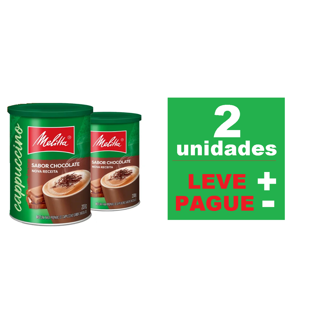 KIT 2 CAPPUCCINO MELITTA CHOCOLATE TRADICIONAL POTE 200G CAFE