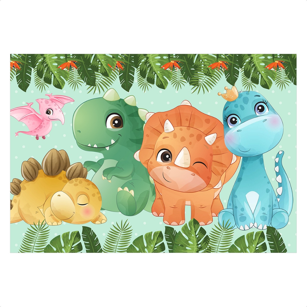 Painel Retangular de Festa em Tecido Sublimado 3D Horizontal 3D Dino Baby 2,00x1,50 em Oferta na Shopee
