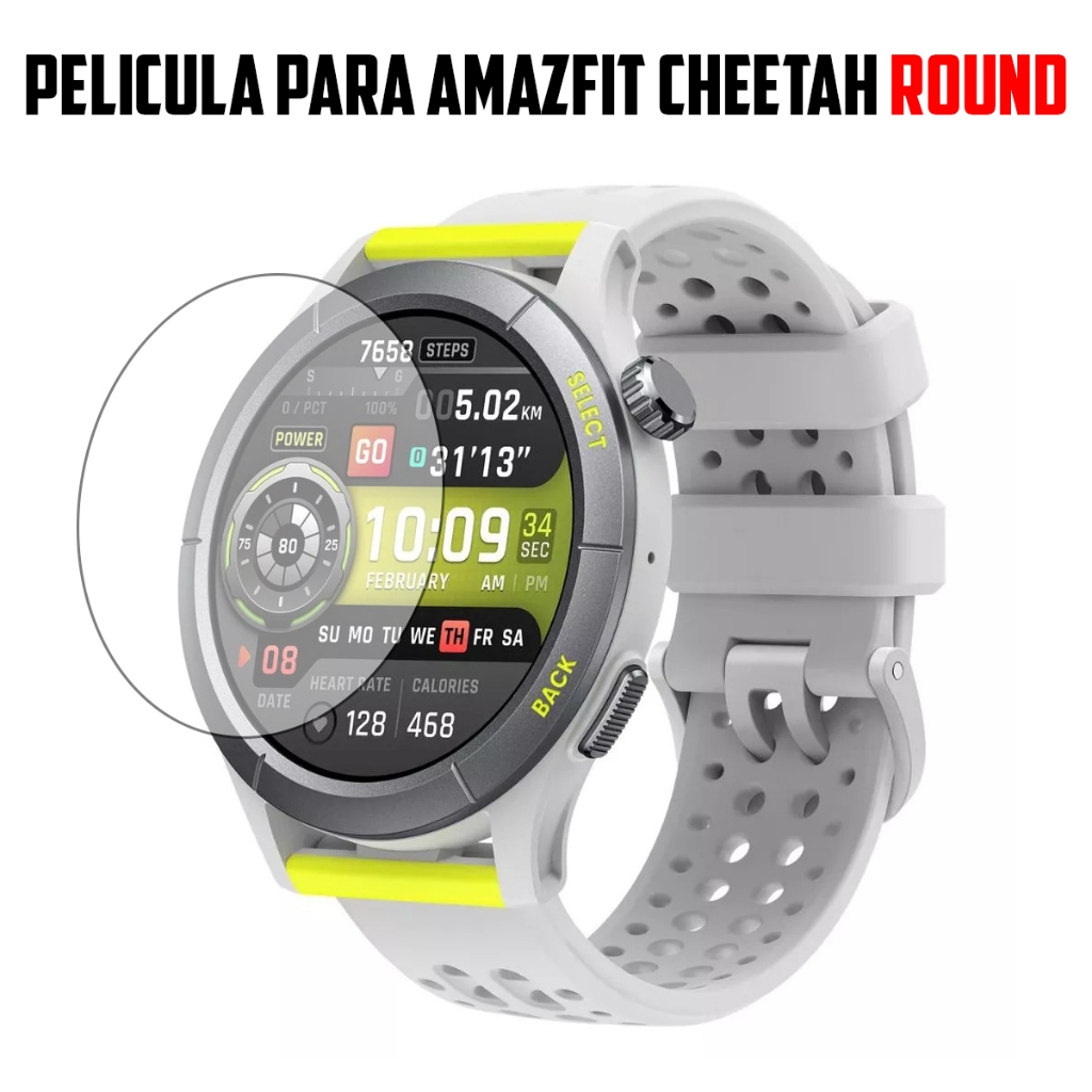 Película para Smartwatch Amazfit Cheetah Round de vidro temperado Proteção de Tela Resistente