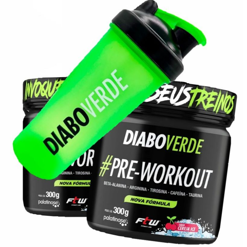 DIABO VERDE  - PRE TREINO - TOGURO - MANSÃO MAROMBA - 2X COM COQUETELEIRA ALEATÓRIA - 300G - FTW