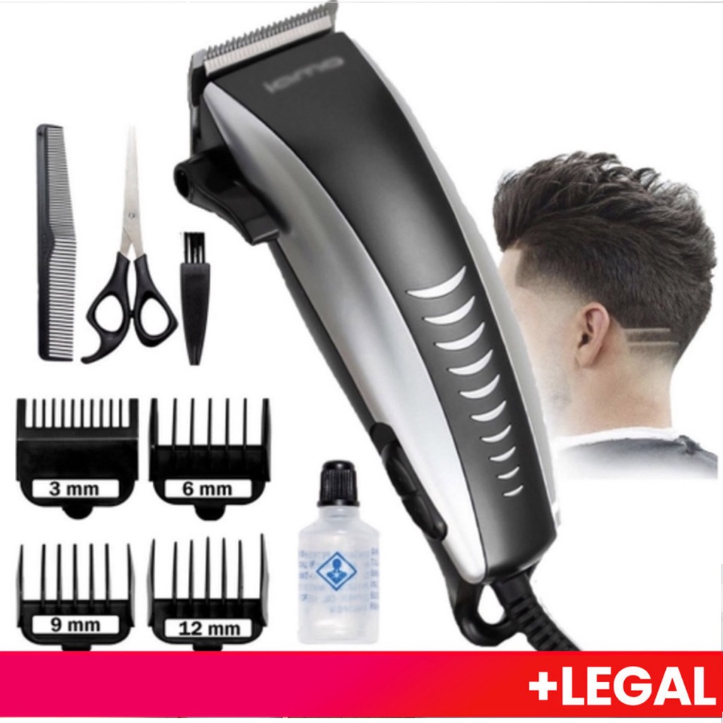 Máquina De Cortar Cabelo Barbeador Aparador Profissional Acabamento Barba 9 Peças Elétrico...