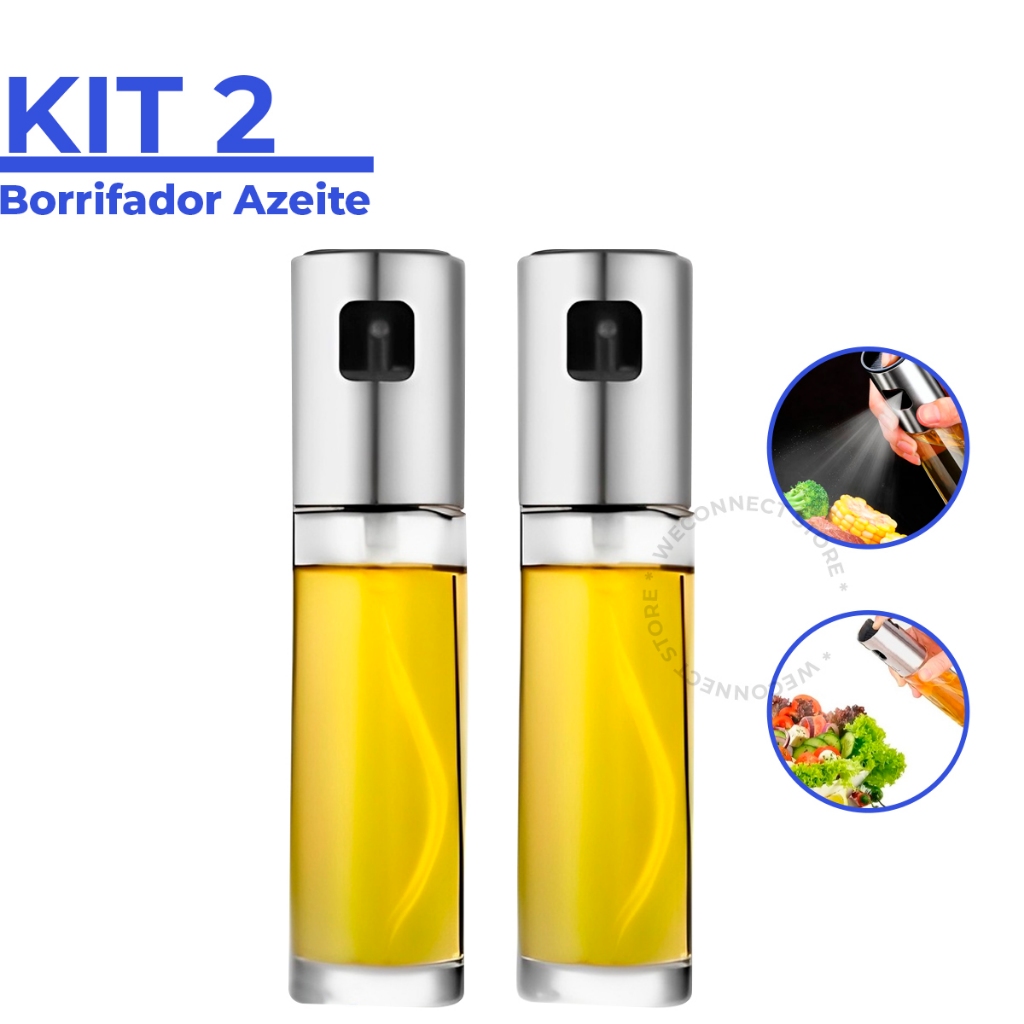 Kit 2 Pulverizador Azeite Vinagre Spray 100ml Borrifador Galheteiros Premium Culinário