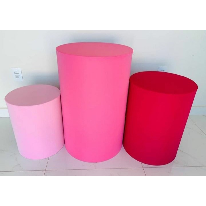 TRIO CAPAS PARA MESAS CILINDROS VESTE FÁCIL - 3 TONS DE ROSA em Oferta na Shopee