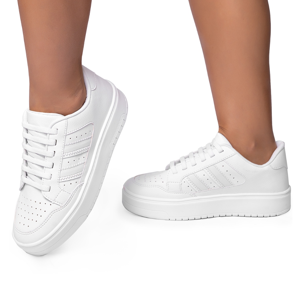 Tênis Feminino Lumiss Flatform Confortável Casual Branco em Oferta na Shopee
