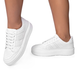 Tênis Feminino Lumiss Flatform Confortável Casual Branco