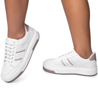 Tênis Feminino Lumiss Flatform Confortável Casual Branco Bege em Oferta na Shopee