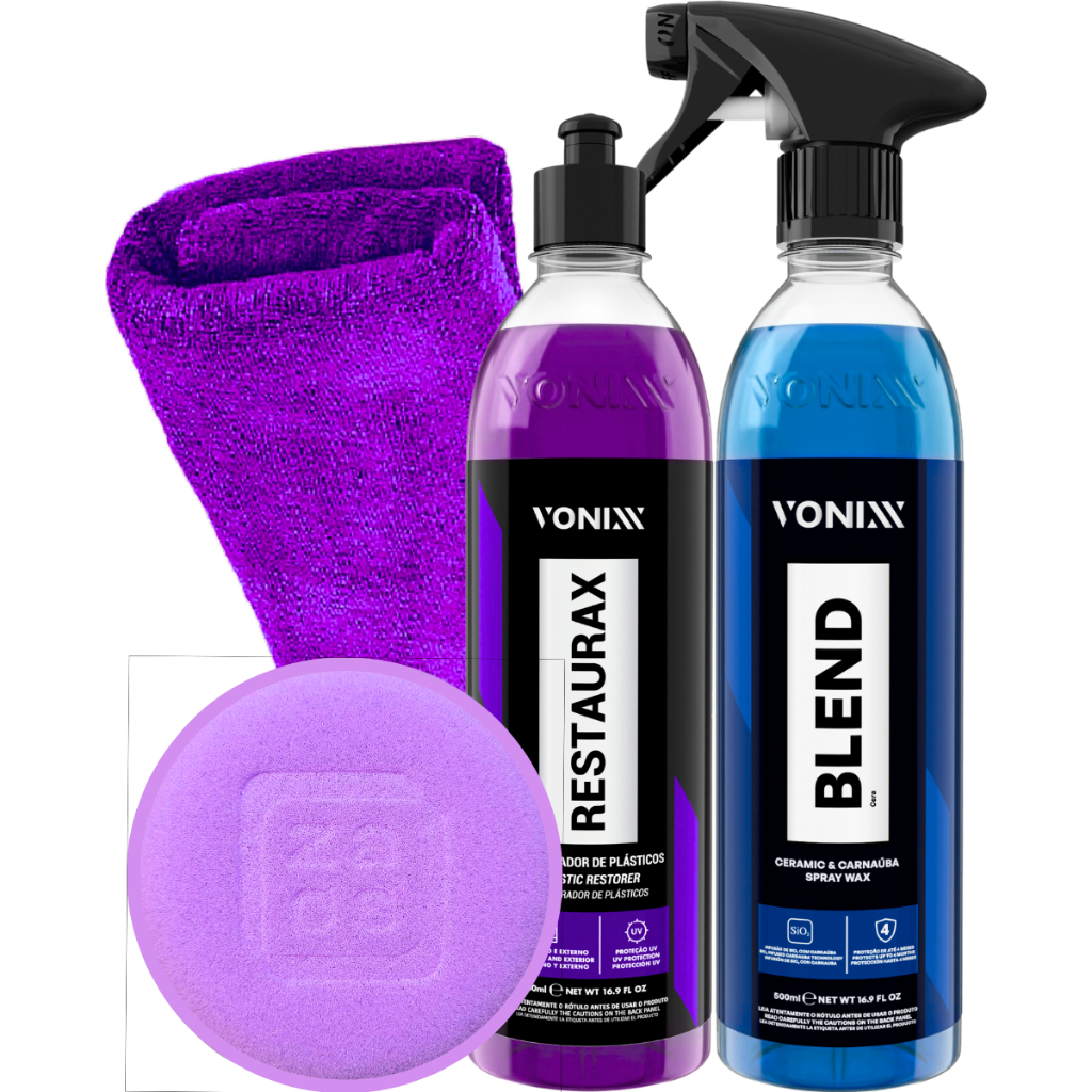 Cera Blend Spray Vitrificadora Brilho Hidrorrepelencia + Restaurax Revitalizador Externo Vonixx - Spare Parts and Accessories for Vehicles