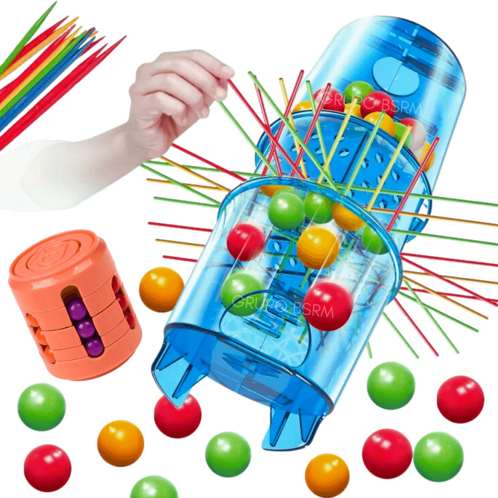 Jogos educativos infantil pedagogicos Tira Vareta presente + Brinquedo Anti Stress Hand Spinner Cilindro Mágico