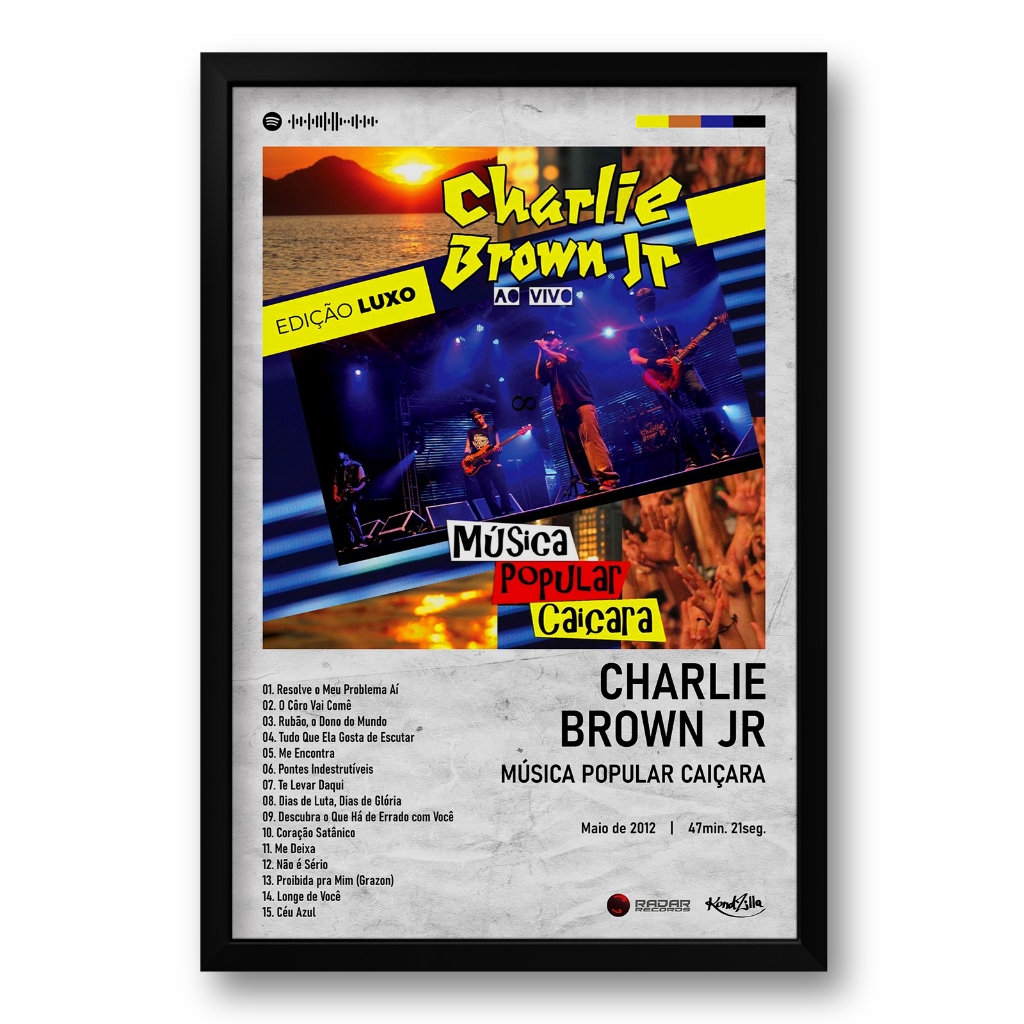 Quadro Álbum Spotify Música Popular Caiçara - Charlie Brown Jr - 40x60cm
