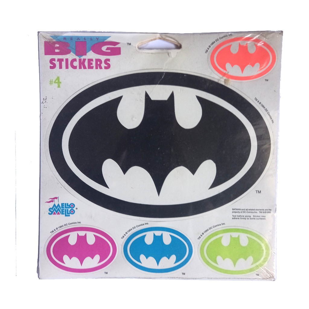 Cartela original com 5 adesivos Big Stickers 4 Batman Returns Mello Mello Vintage