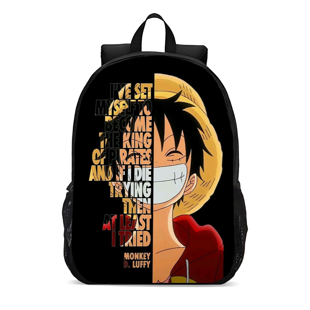 Mochila escolar juvenil infantil chapéu de palha mangá luffy promoção
