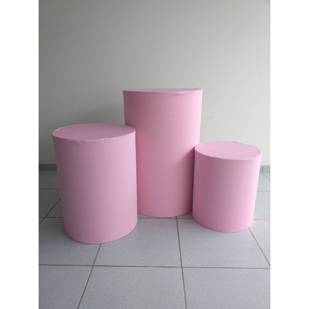 TRIO CAPAS PARA MESAS CILINDROS VESTE FÁCIL - COR: ROSA BEBÊ em Oferta na Shopee