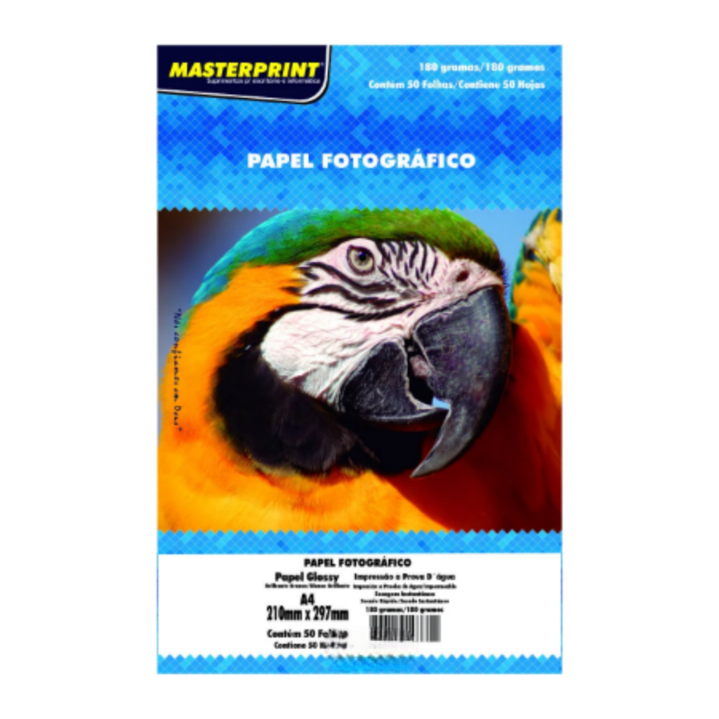 Papel Fotográfico Sem Adesivo 180g A4 50 Folhas Glossy Brilhante Masterprint em Oferta na Shopee