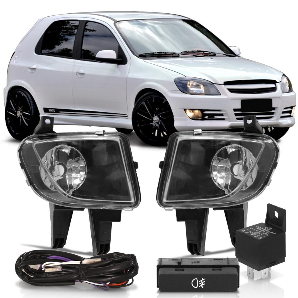 Kit Farol Milha Auxiliar Celta 2011 2012 2013 2014 2015 2016 Prisma 2011 2012 Botão Modelo Original Lente Lisa Acrilico em Oferta na Shopee