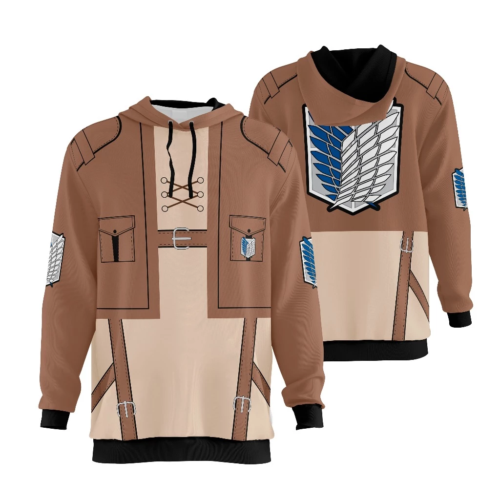 Blusa De Moletom Adulto E Infantil Attack On Titan Uniforme Marrom Anime