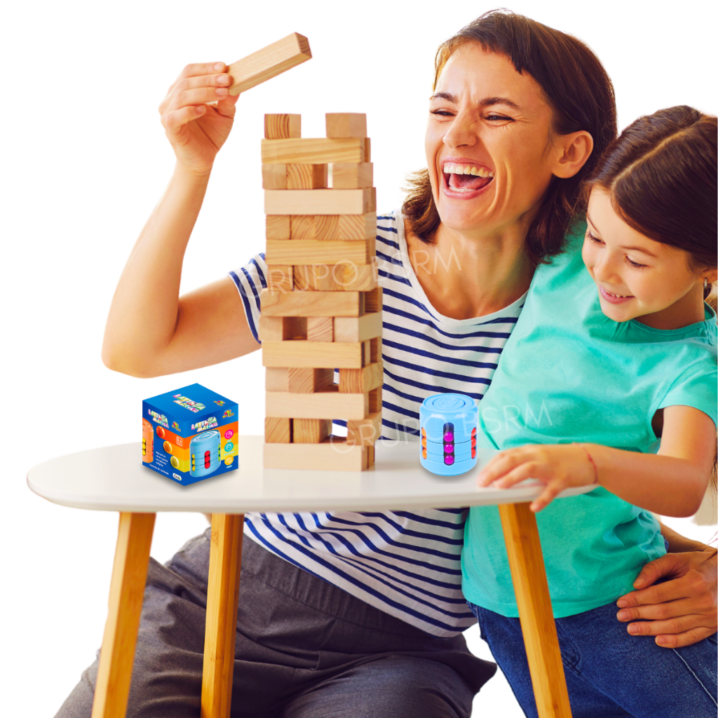 Kit Jogos infantil educativos pedagógicos Jogo de tabuleiro Caiu Perdeu  Art Brink Torre de Blocos madeira mdf presente brinquedo criança 5 anos menino menina + Brinquedo Anti Stress Fidget Toy Hand Spinner 2 em 1 Cilindro Mágico