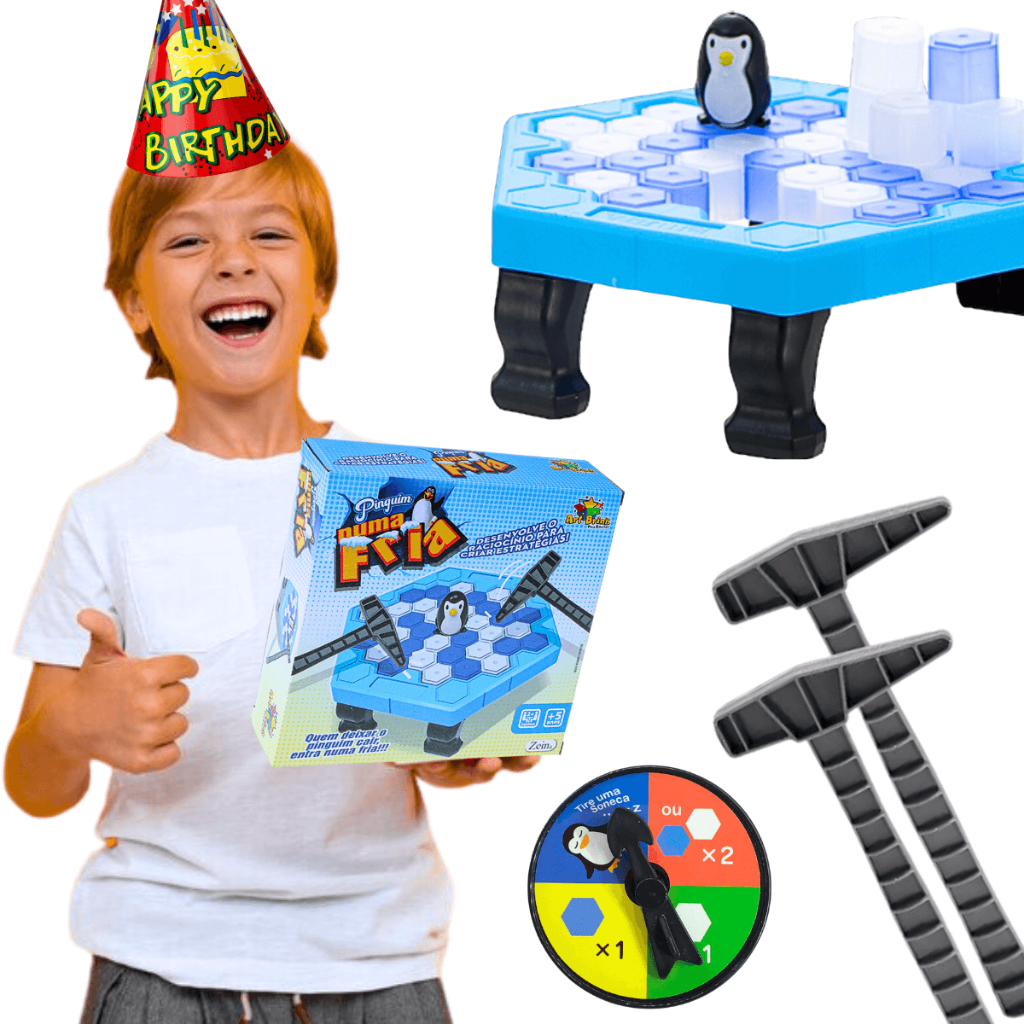 Kit Jogos de tabuleiro infantil pedagógicos educativos Pinguim Numa Fria Quebra Gelo Art Brink presente brinquedo criança 5 anos menino menina + Brinquedo Anti Stress Fidget Toy Hand Spinner 2 em 1 Cilindro Mágico